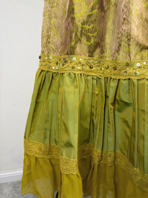 Gonna Lunga Vintage Verde Oliva - Fairy Cottagecore