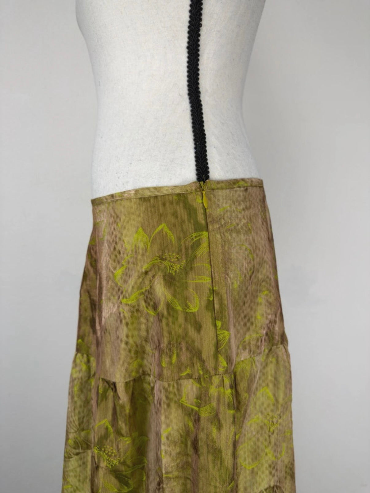 Gonna Lunga Vintage Verde Oliva - Fairy Cottagecore